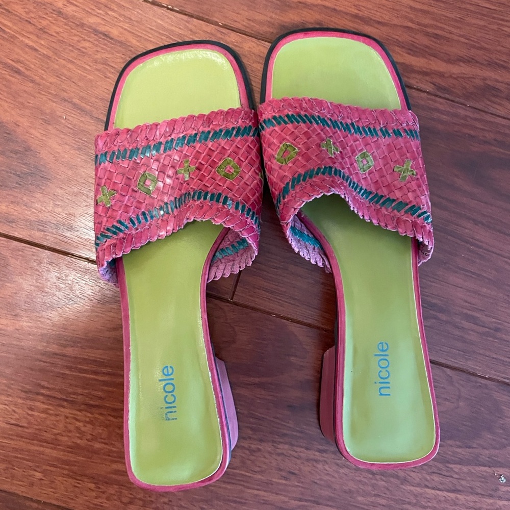 Nicole Vibrant Pink and Lime Sandals
